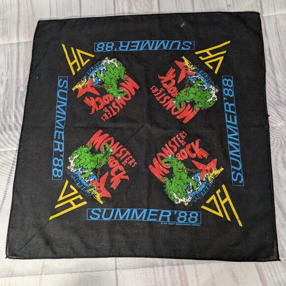 Vintage Van Halen Souvenir Monsters Of Rock Tour 1988 Rock Headband Bandana - Picture 1 of 6